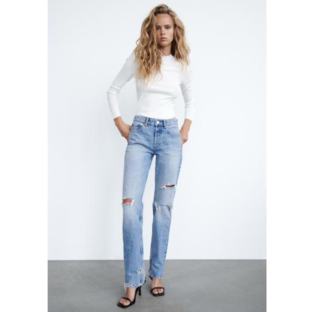 ZARA Mid Rise Straight Leg Jeans